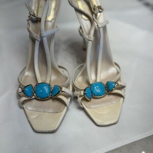 Dior Cream and Turquoise Heels